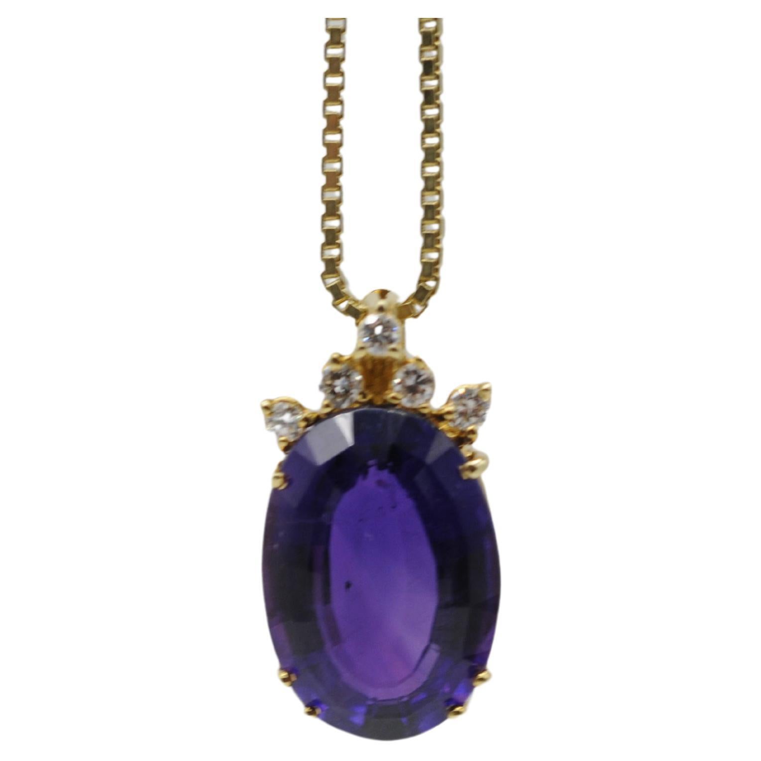 Art deco necklace with amethyst and diamonds For Sale 4