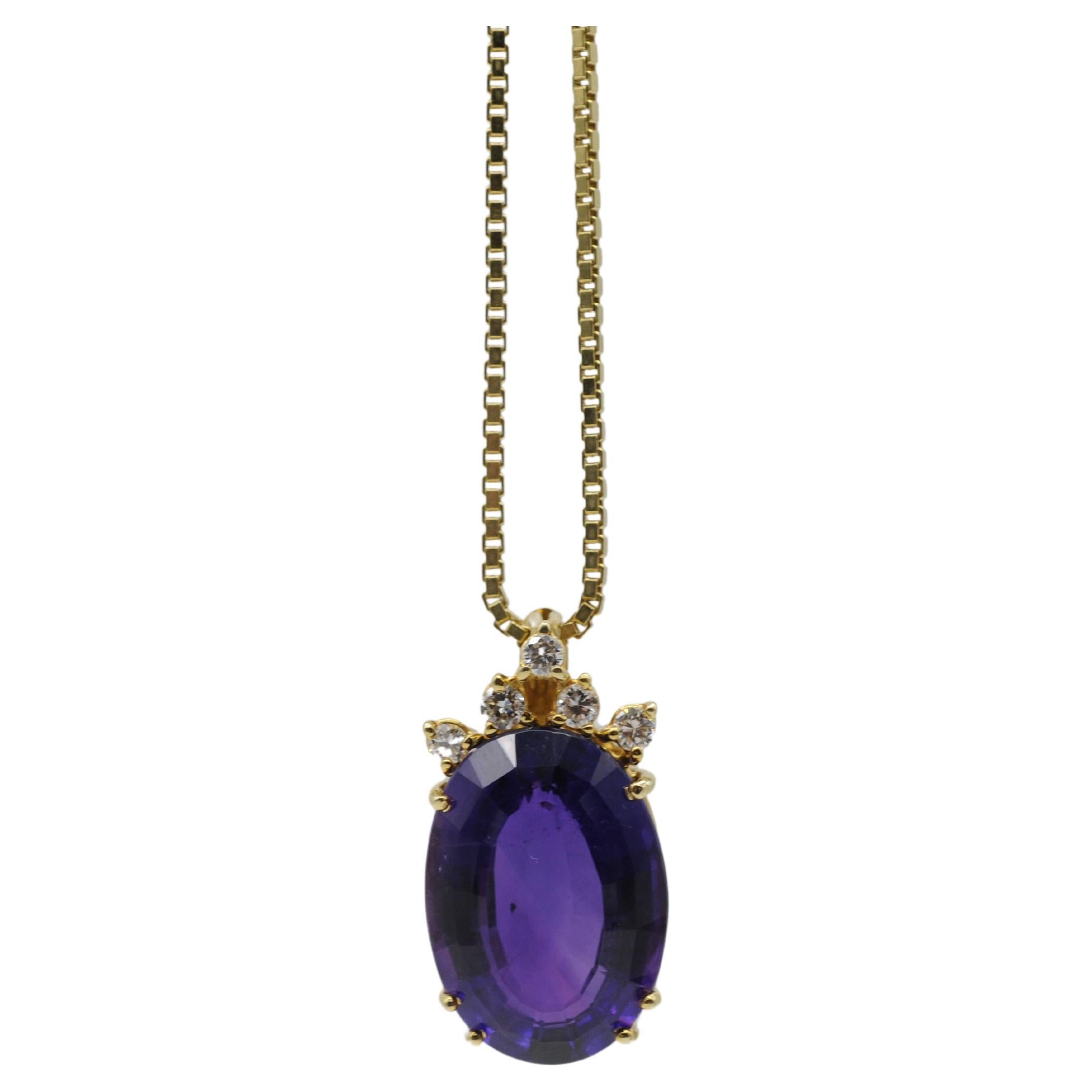 Art deco necklace with amethyst and diamonds For Sale 8