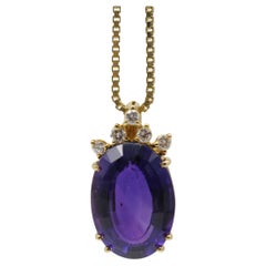 Art deco necklace with amethyst and diamonds