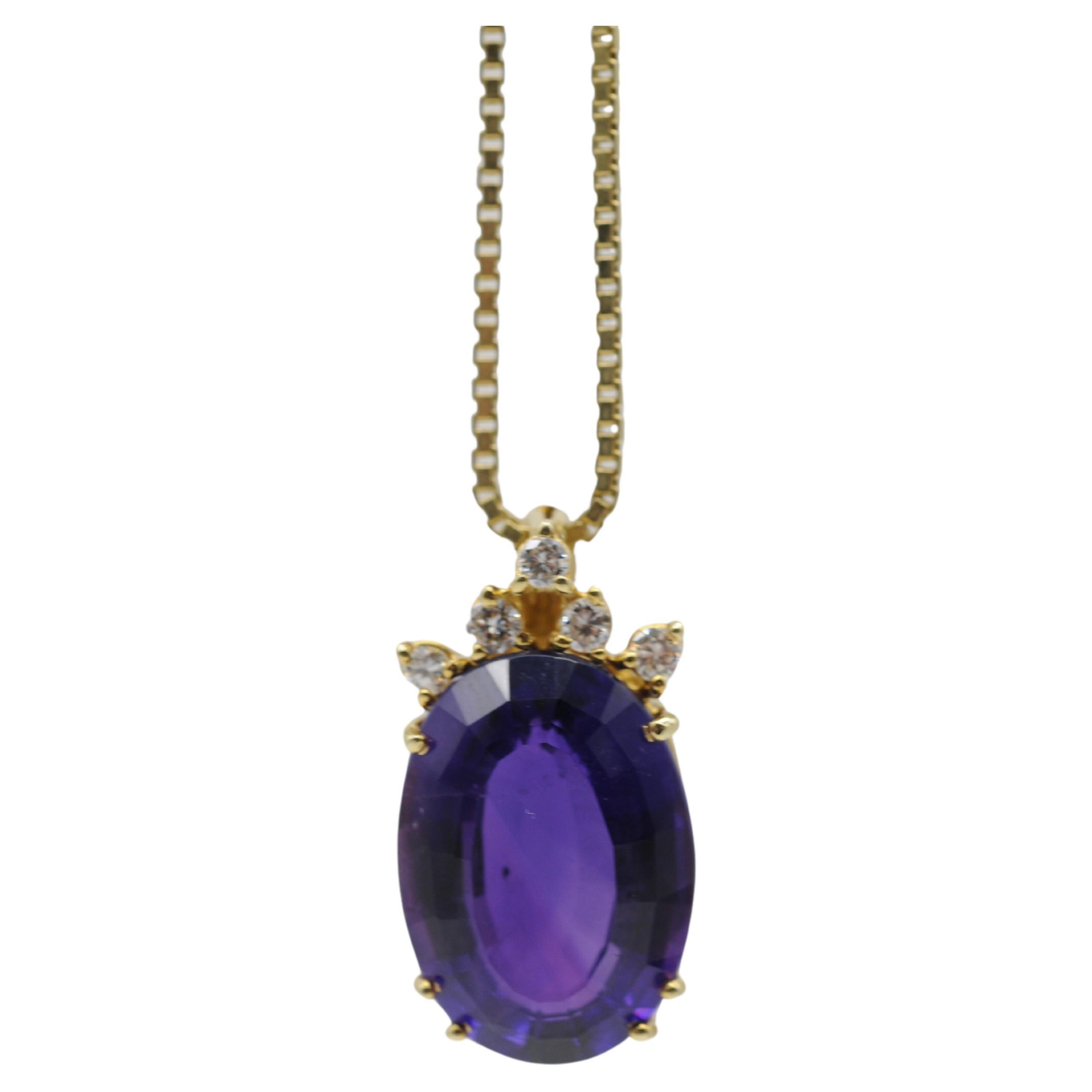 Aesthetic Movement Art deco necklace with amethyst and diamonds For Sale