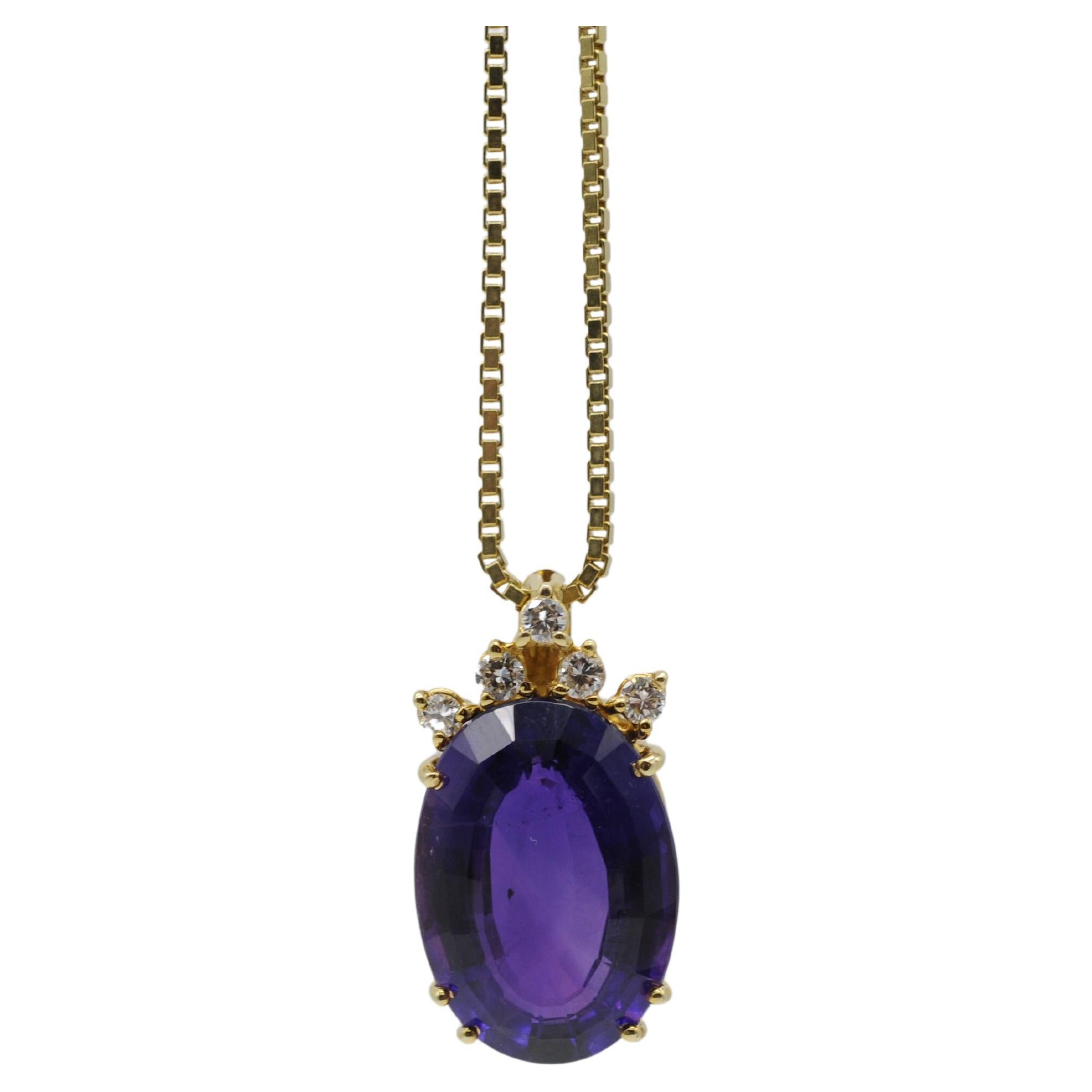 Art deco necklace with amethyst and diamonds For Sale 2