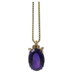 Retro Art deco necklace with amethyst and diamonds