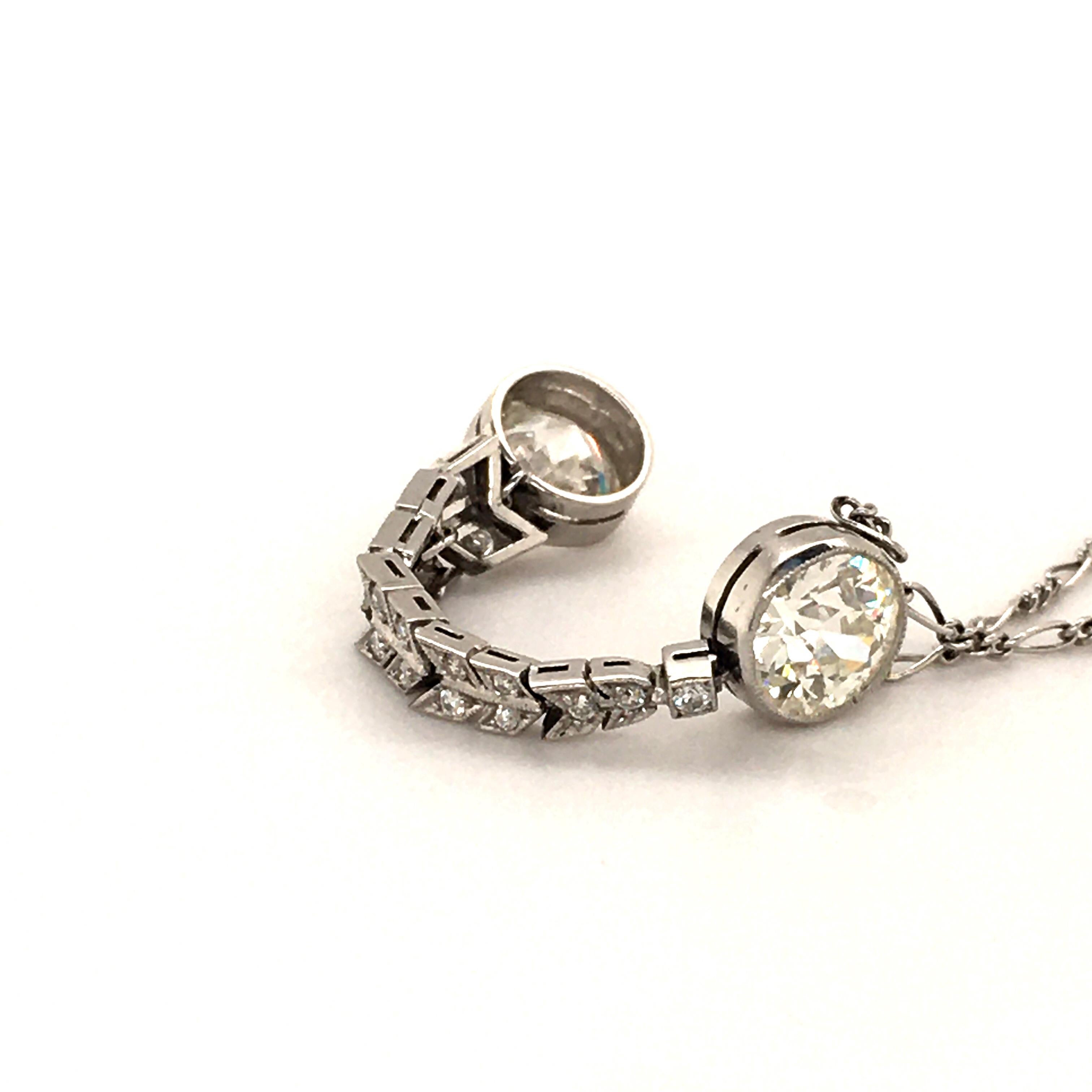Women's or Men's Art Deco Necklace with Diamonds in Platinum
