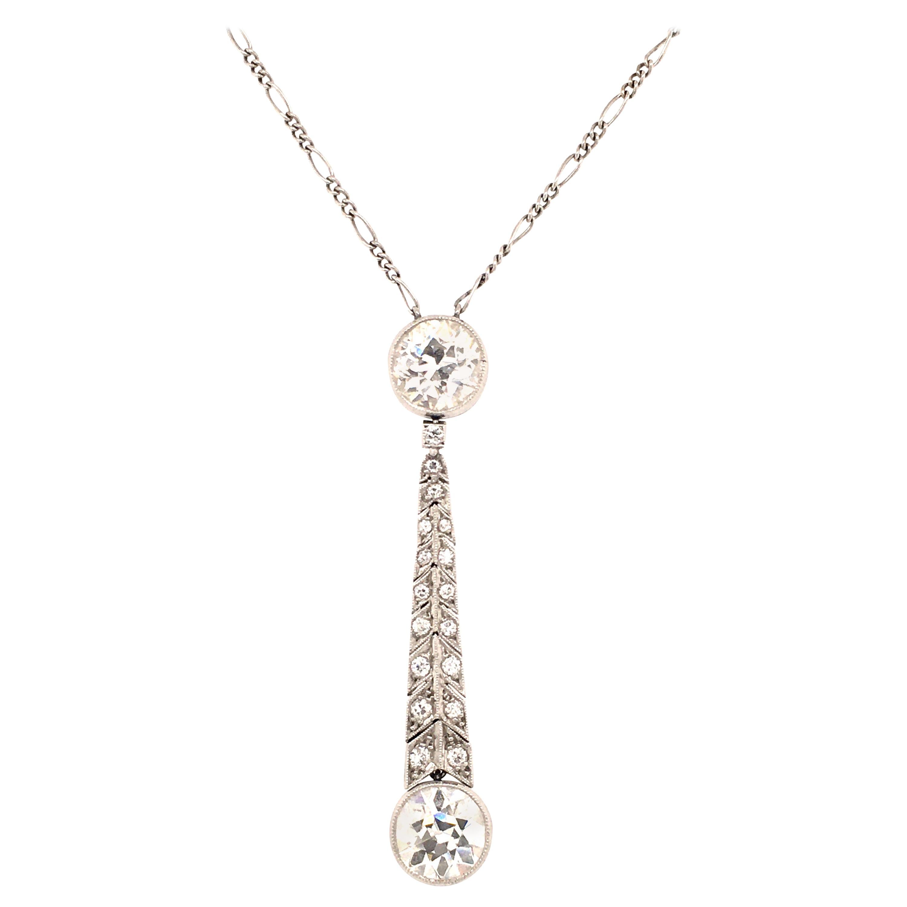 Art Deco Necklace with Diamonds in Platinum