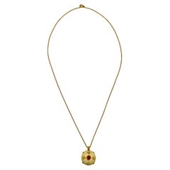 Einzigartige Halskette aus 18 Karat Gelbgold mit Diamanten, Rubin und Emaille