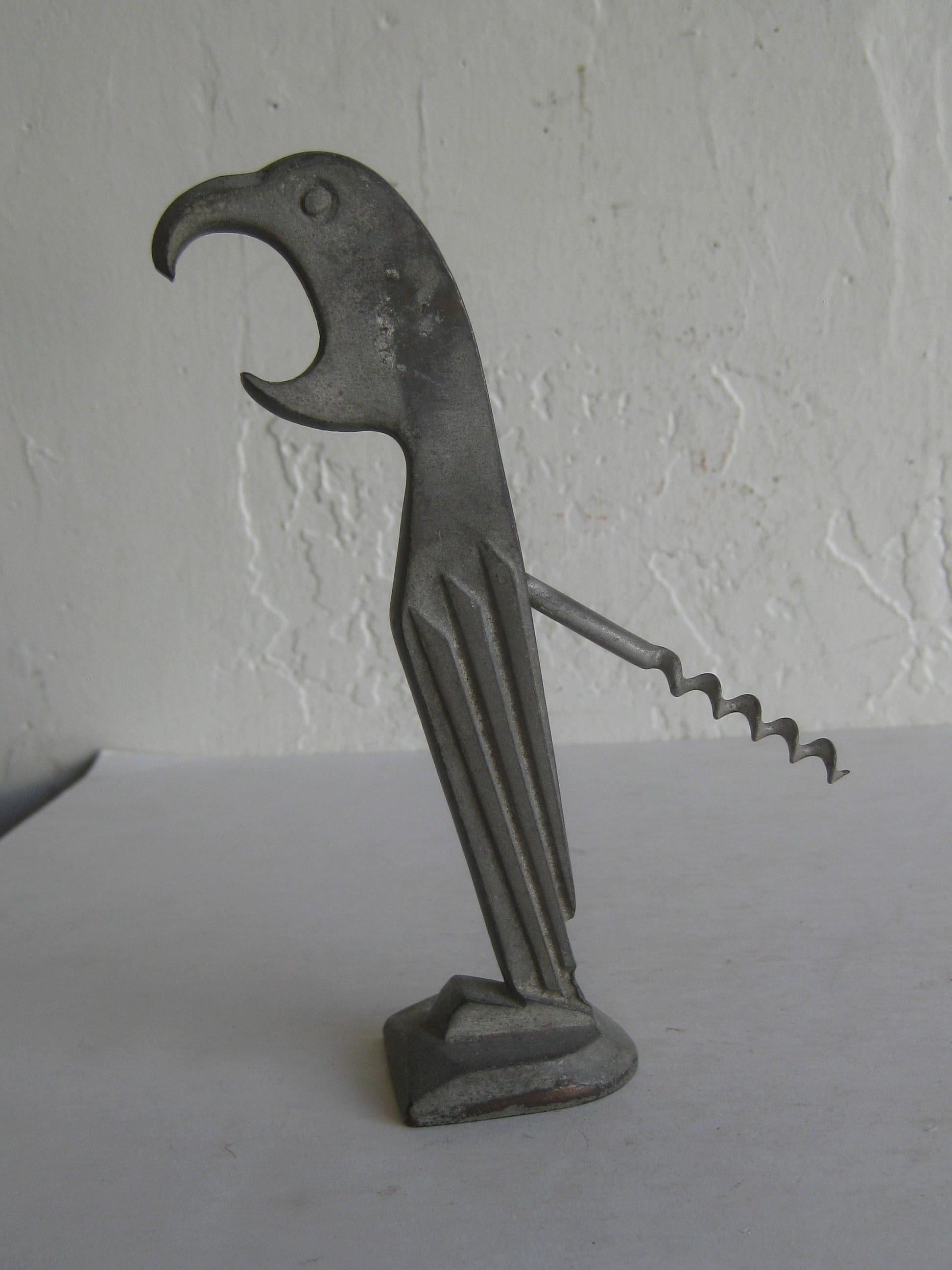 Art Deco Negbaur Figural Parrot Barware Corkscrew Bottle Opener Manuel Avillar 1