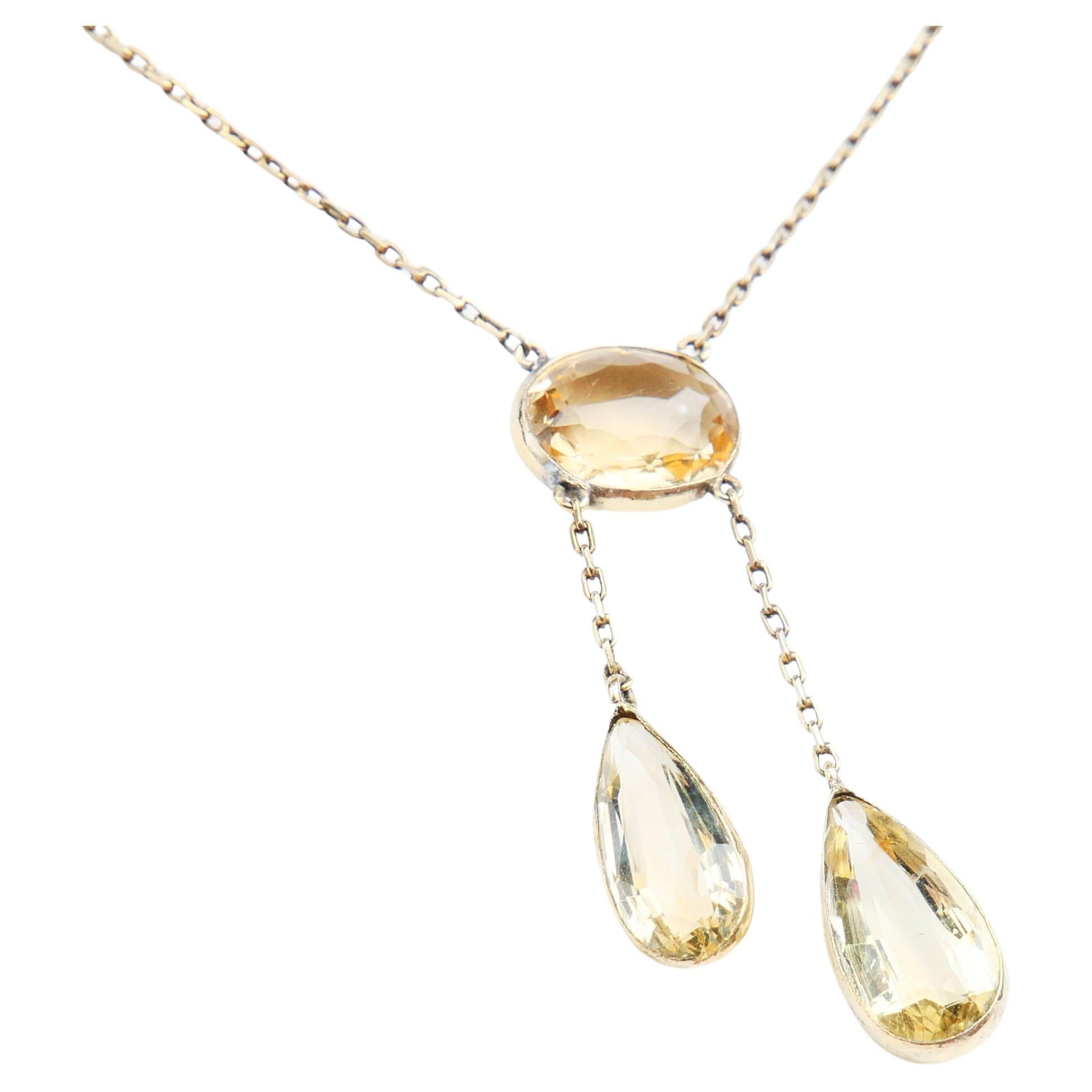 Collier Negligee Art Deco Citrine Gilt Silver / 37,5 cm / 5,4gr en vente