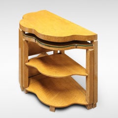 Art Deco Nest of Table, Demilune Style in Light Oak