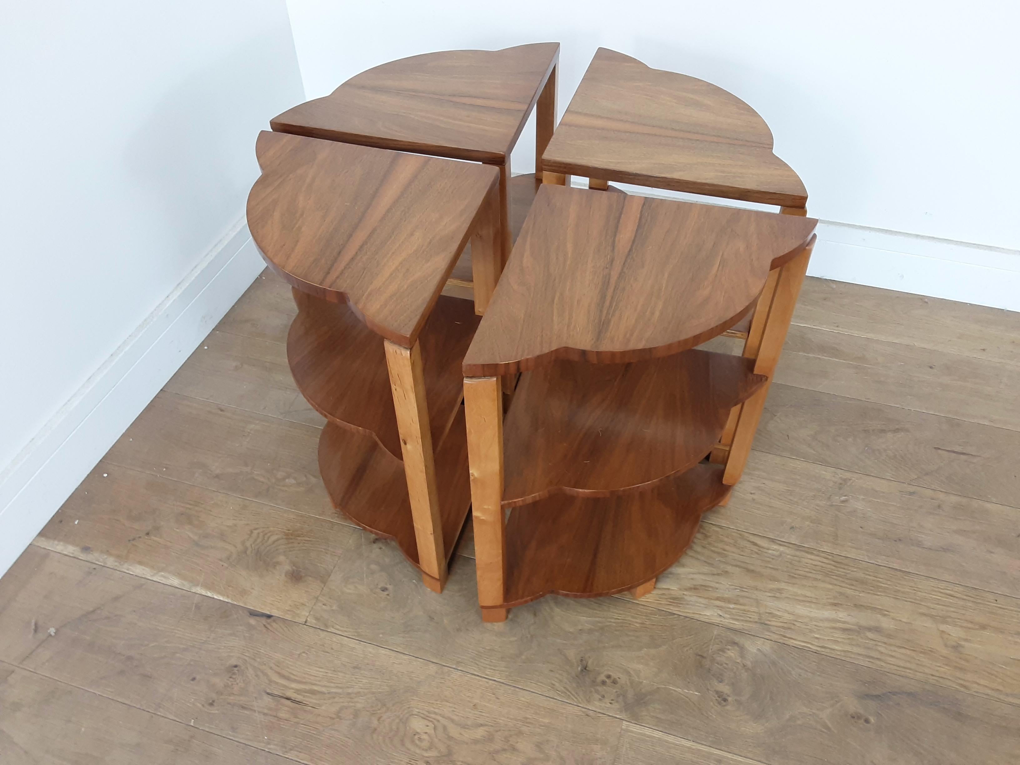 Art Deco Nest of Tables by Harry and Lou Epstein in a Brown Butterfly Walnut 3