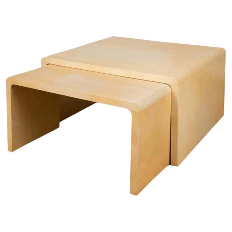 Art Deco Goatskin Nested Coffee Tables For Sale