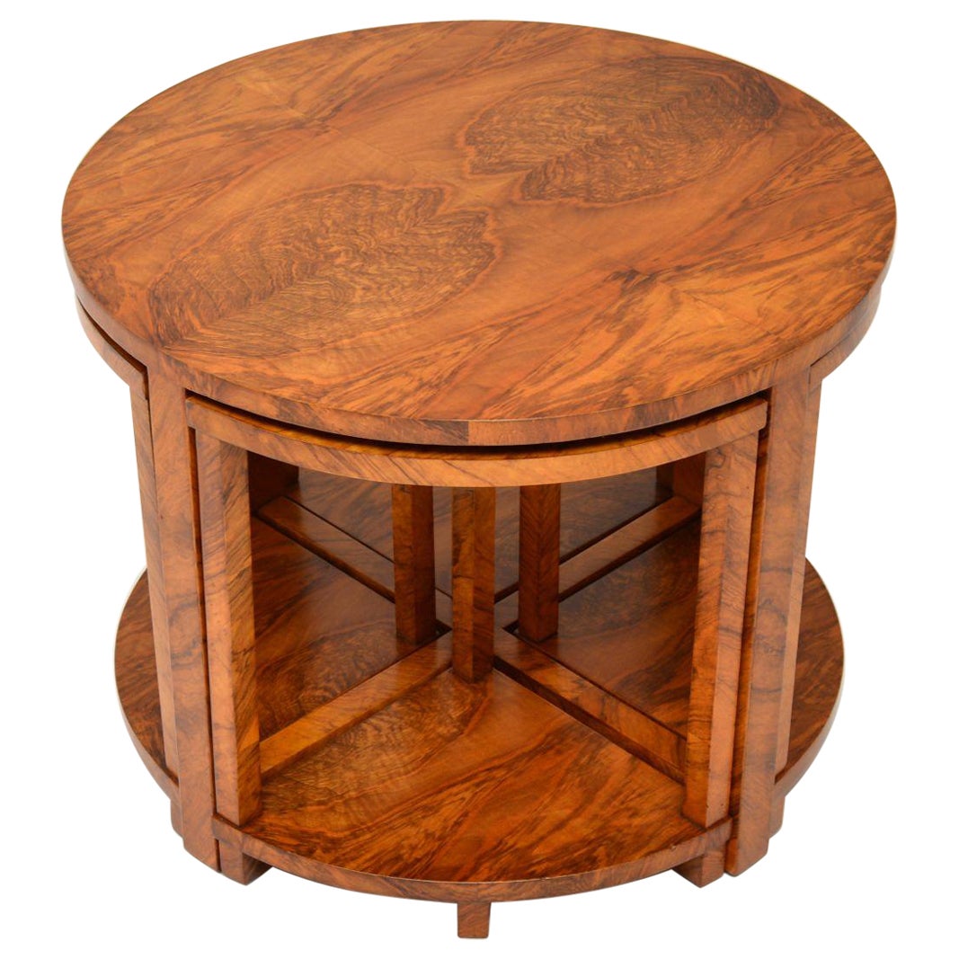 Art Deco Nesting Coffee Table in Walnut For Sale