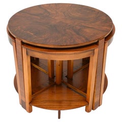 Table basse gigogne art déco en noyer