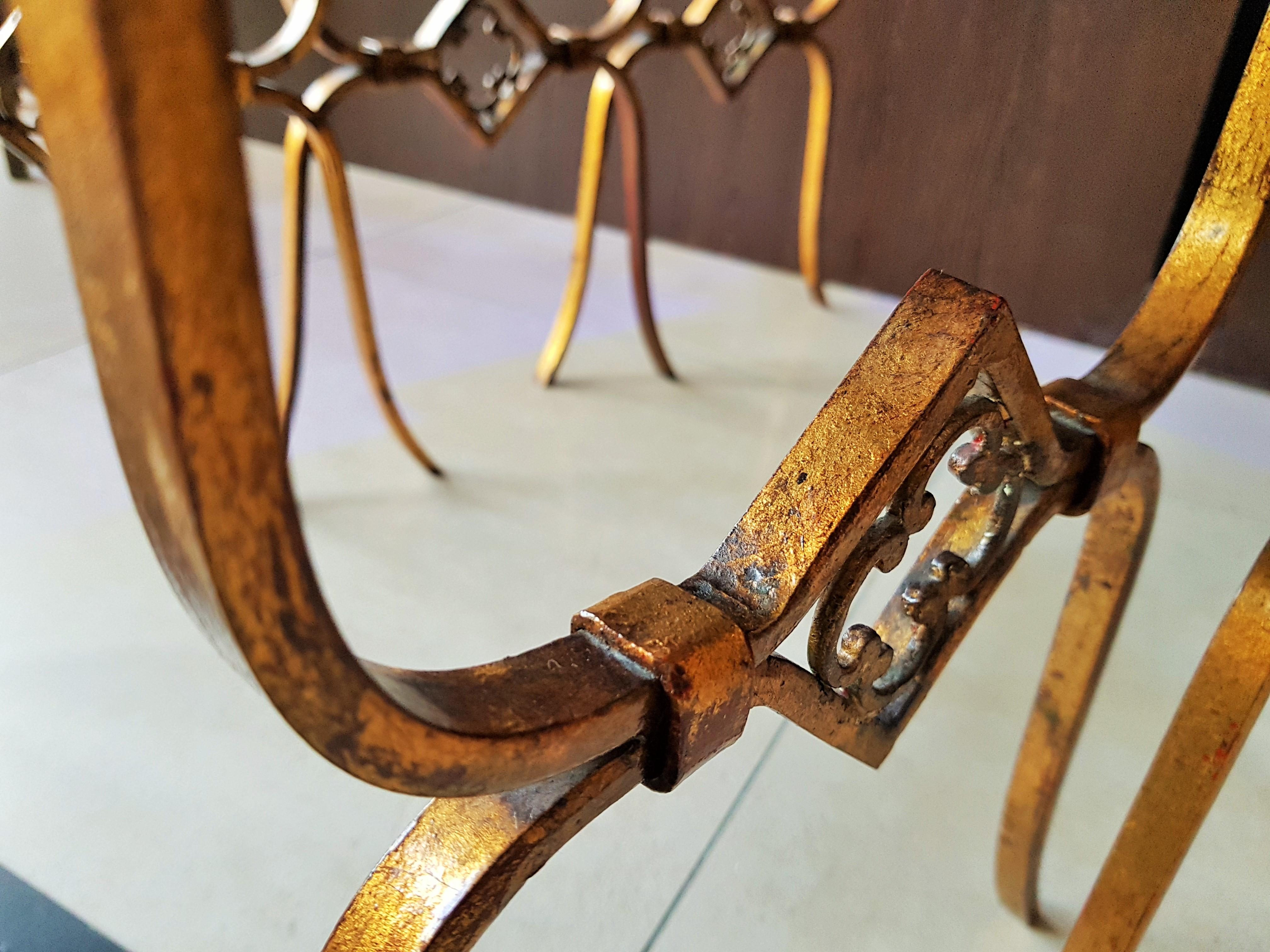 Art Deco Nesting Side Tables Gold Leaf, France, 1940s 9