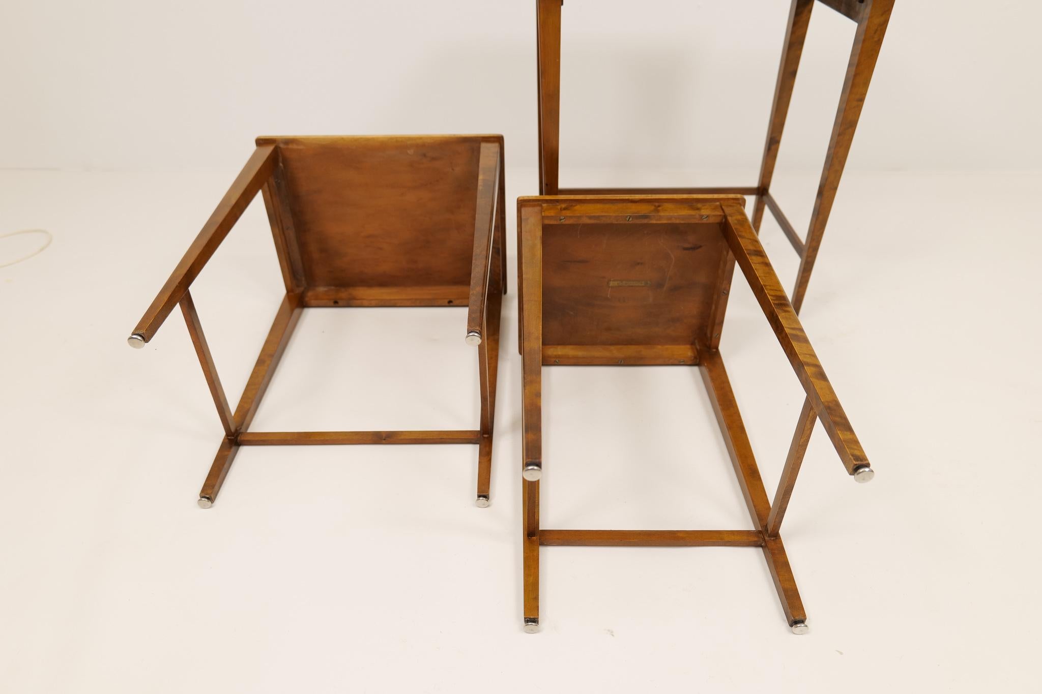 Art Deco Nesting Tables Mahogany and Stained Birch, NK Sweden, 1940s For Sale 10