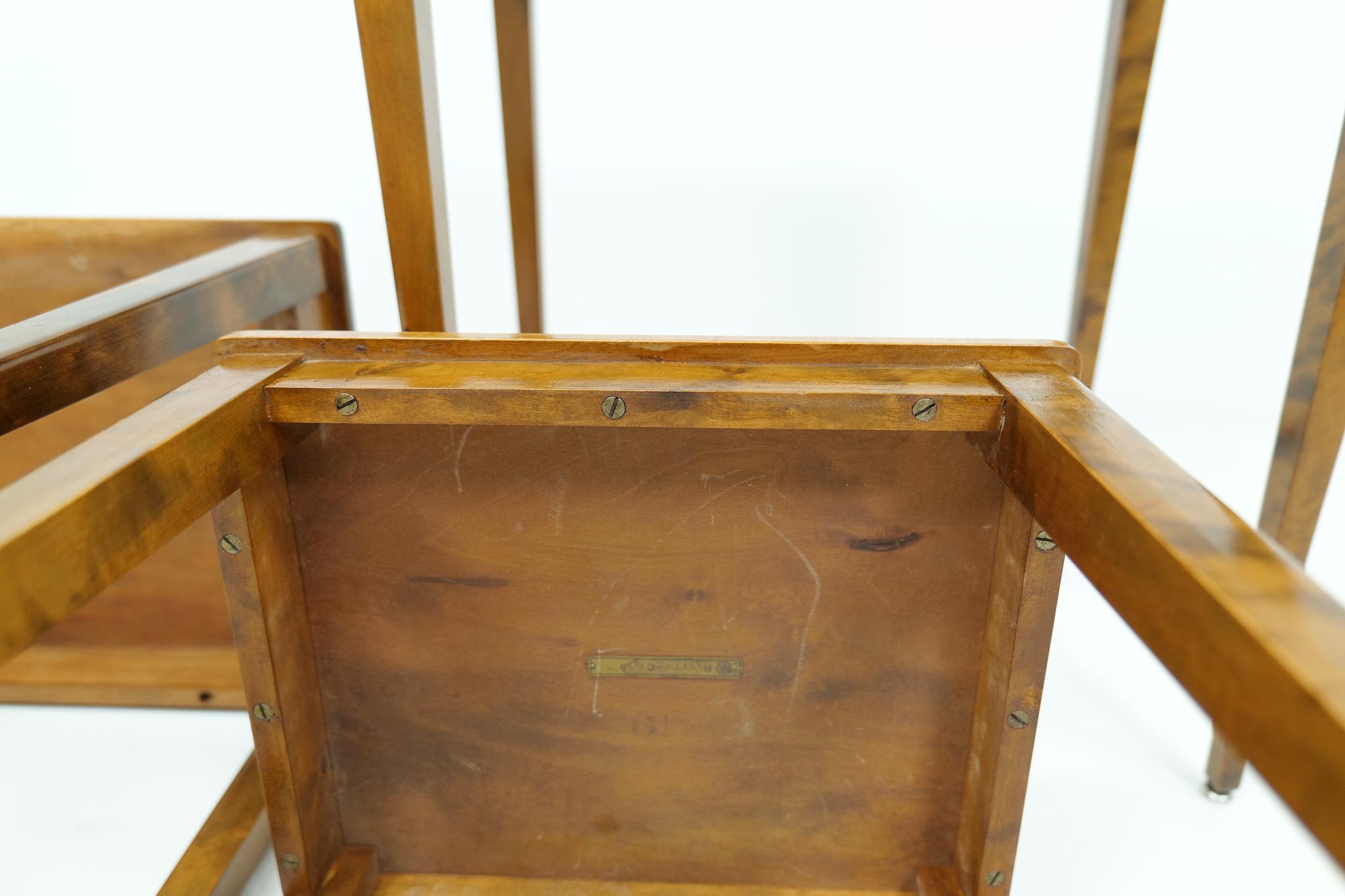 Art Deco Nesting Tables Mahogany and Stained Birch, NK Sweden, 1940s For Sale 11