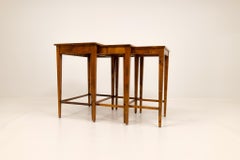 Art Deco Nesting Tables Mahogany and Stained Birch, NK Sweden, 1940s