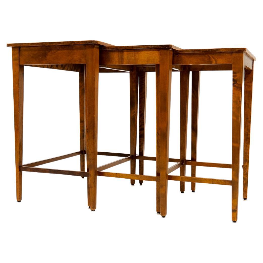 Art Deco Nesting Tables Mahogany and Stained Birch, NK Sweden, 1940s