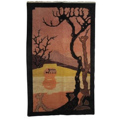 Art Deco Nichols Hand-Knotted Wool Rug or Wall Hanging Tapestry, Chinese 1920s