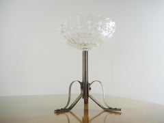 Art Deco Nickel and Glass Serving Bowl, 1920s