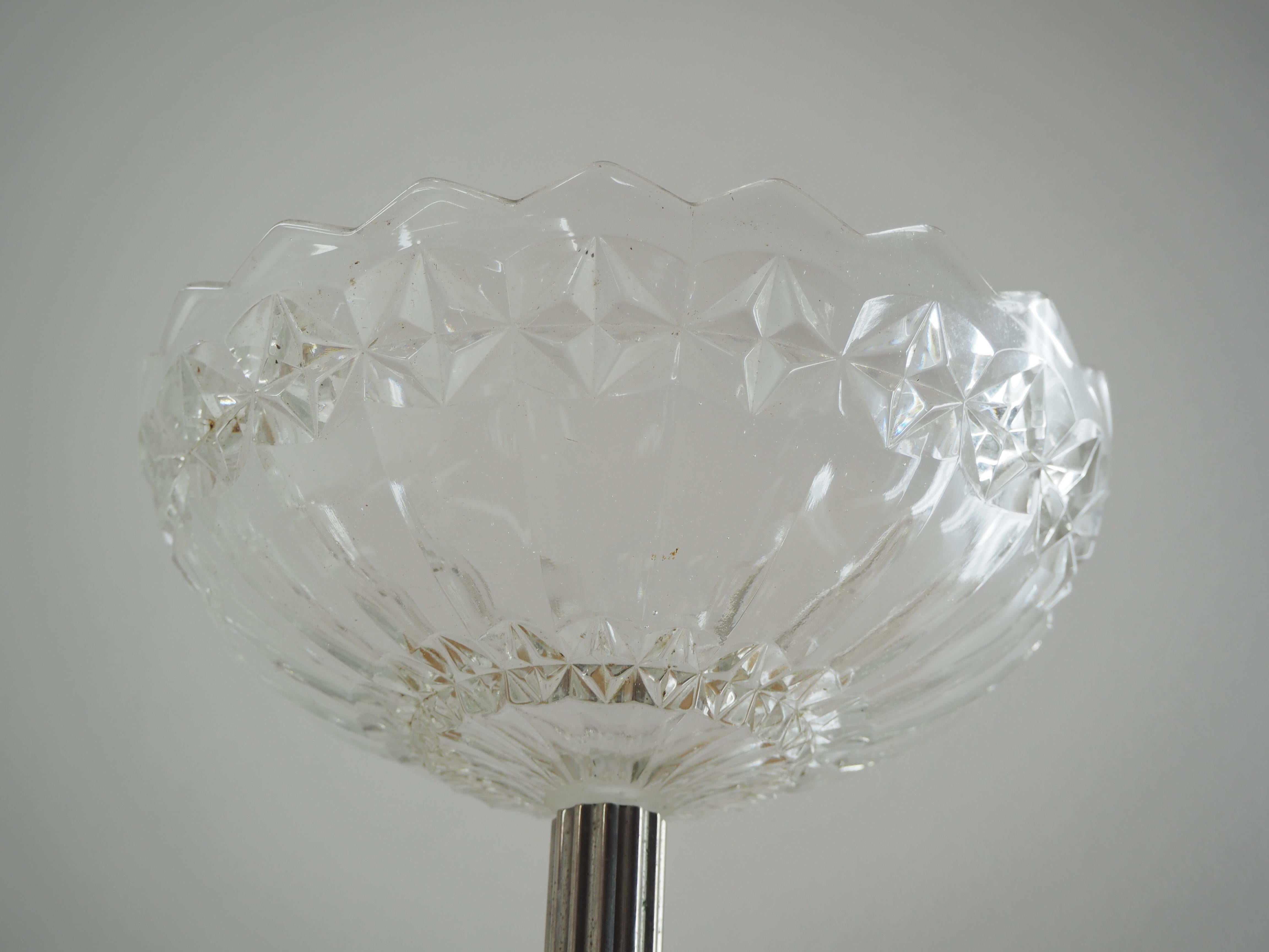 Art Deco Nickel and Glass Serving Bowl, 1920s For Sale 2
