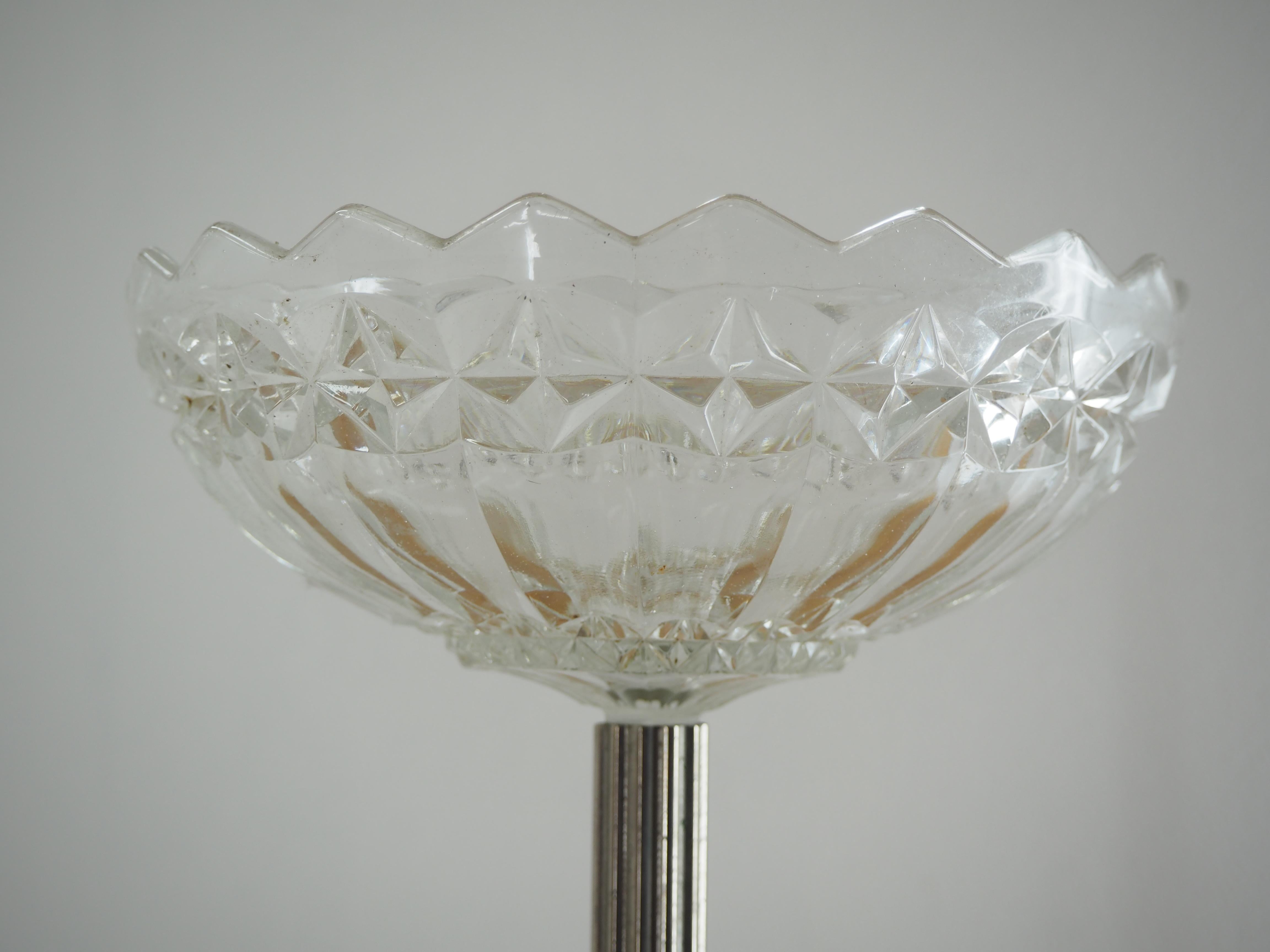 Art Deco Nickel and Glass Serving Bowl, 1920s For Sale 3