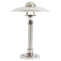 Art Deco Nickel and Glass Table Lamp