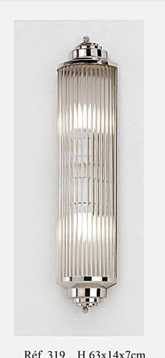 Art Deco Nickel polished Brass Sconce and Glass rods