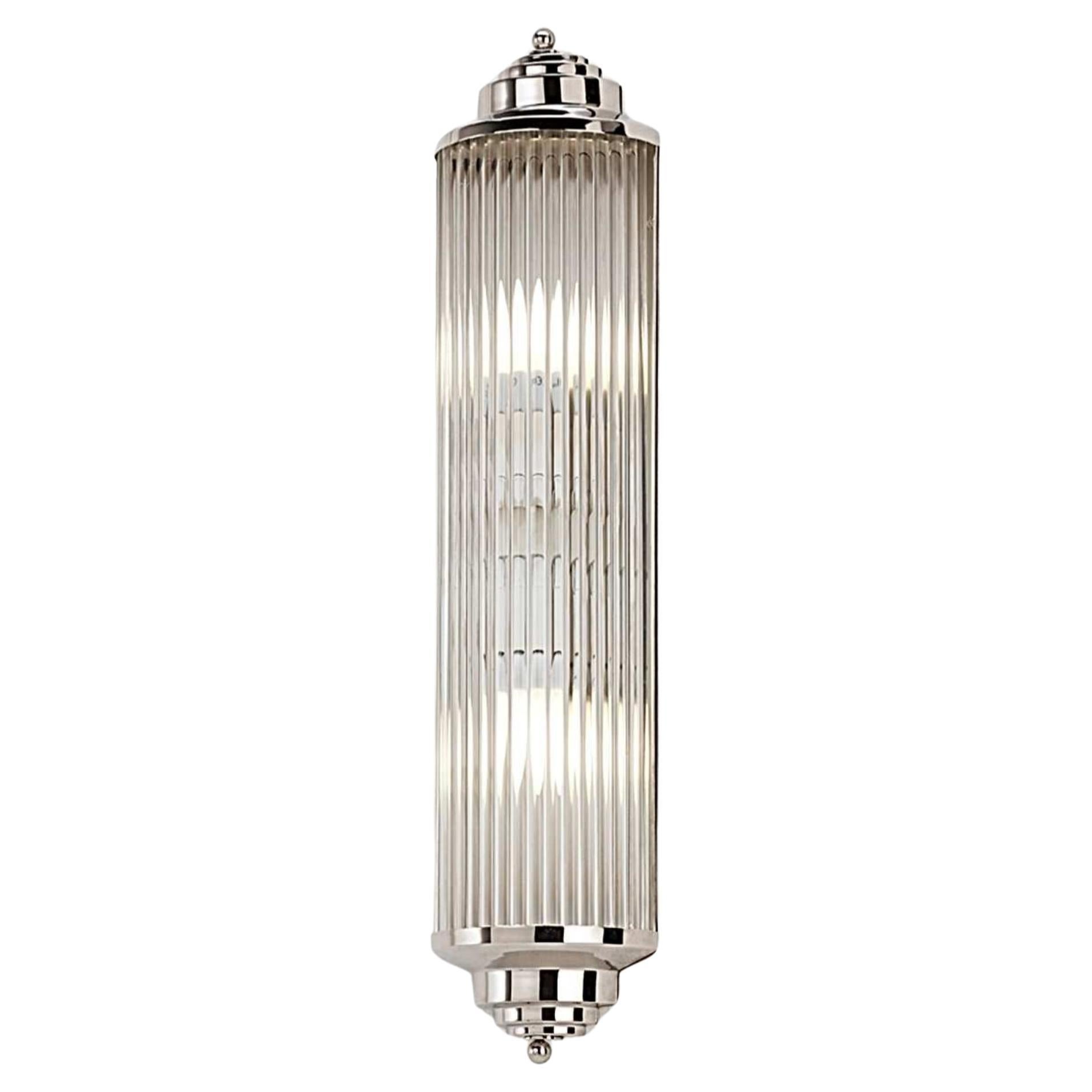 Art Deco Nickel Brass Sconce and Glass rods For Sale