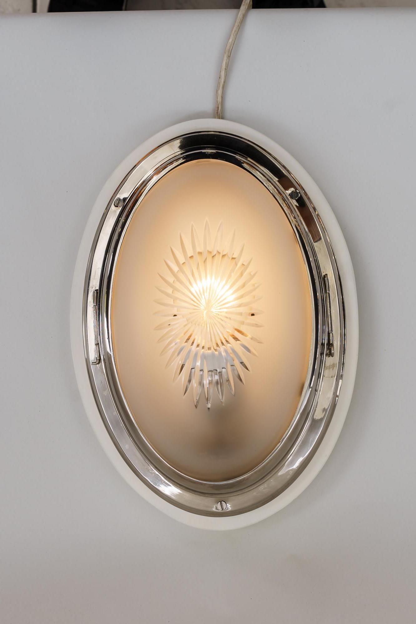 Art Deco Nickel Ceiling Lamp, Vienna, circa 1920s For Sale 4