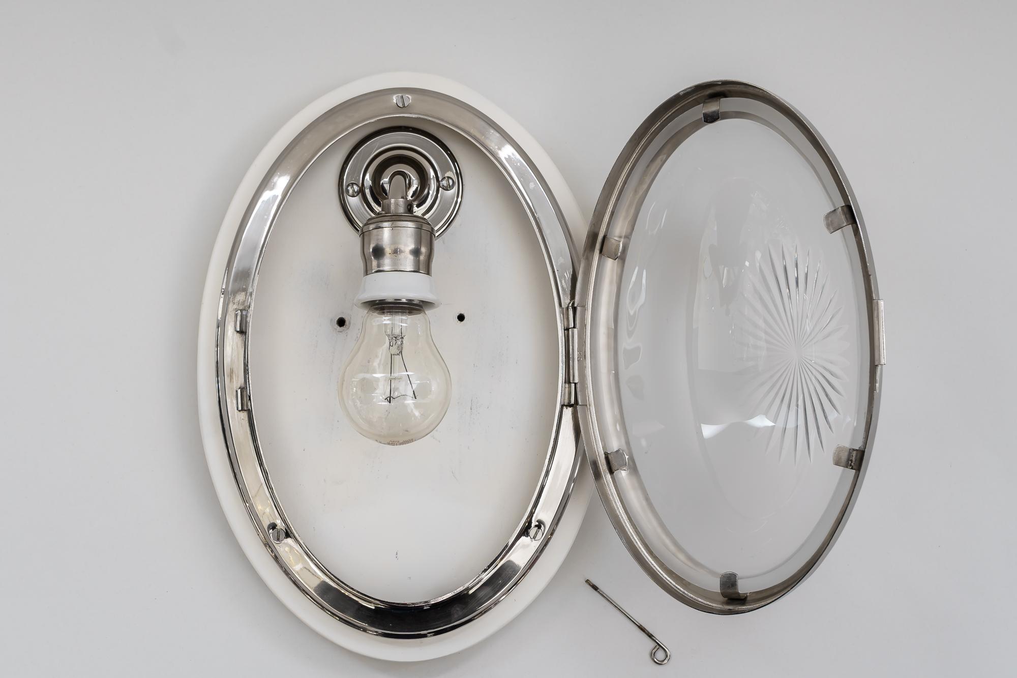 Art Deco Nickel-Deckenlampe, Wien, um 1920 (Österreichisch) im Angebot