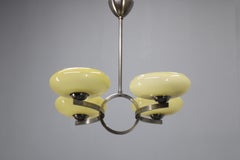 Art-Deco-Kronleuchter aus Nickel mit Champagnerglas, Tschechoslowakei 1930er Jahre