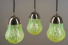 Art Deco nickel Chandelier with original opaline glass shades vienna 1920s