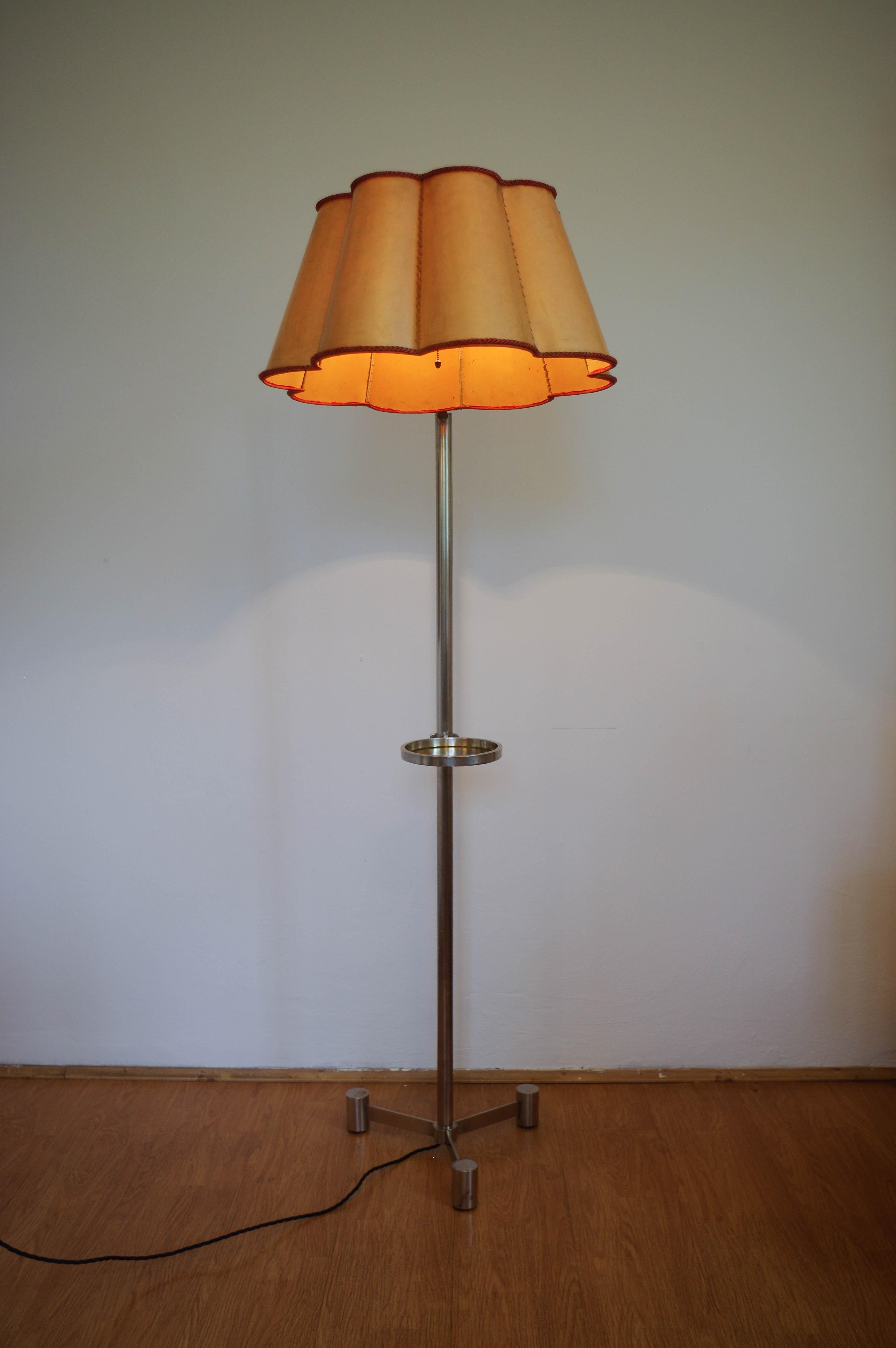 Art-Déco-Stehlampe aus Nickel, verstellbare Höhe, 1930er Jahre im Angebot 4