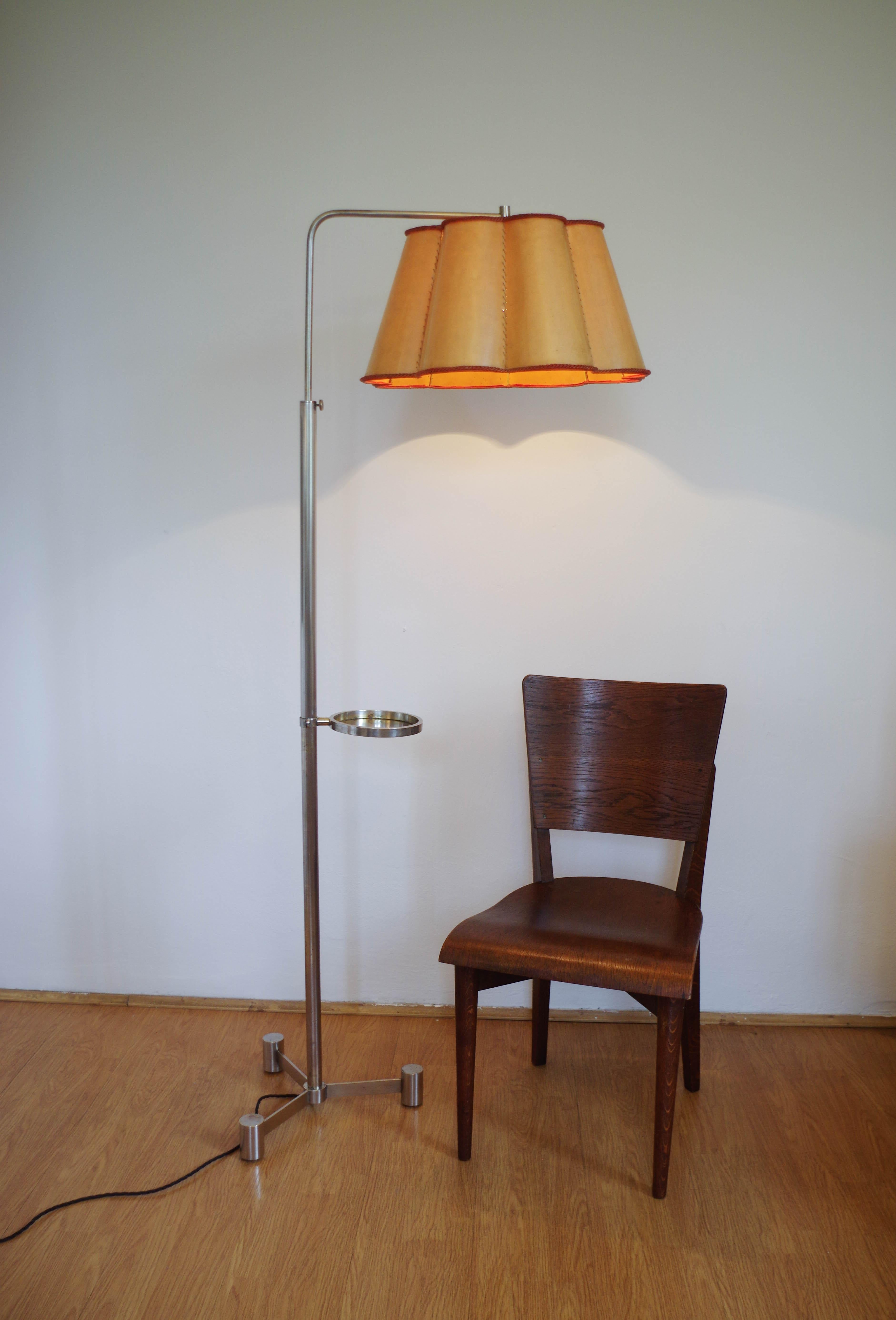 Art Deco Nickel Floor Lamp, Adjustable Height, 1930s For Sale 8