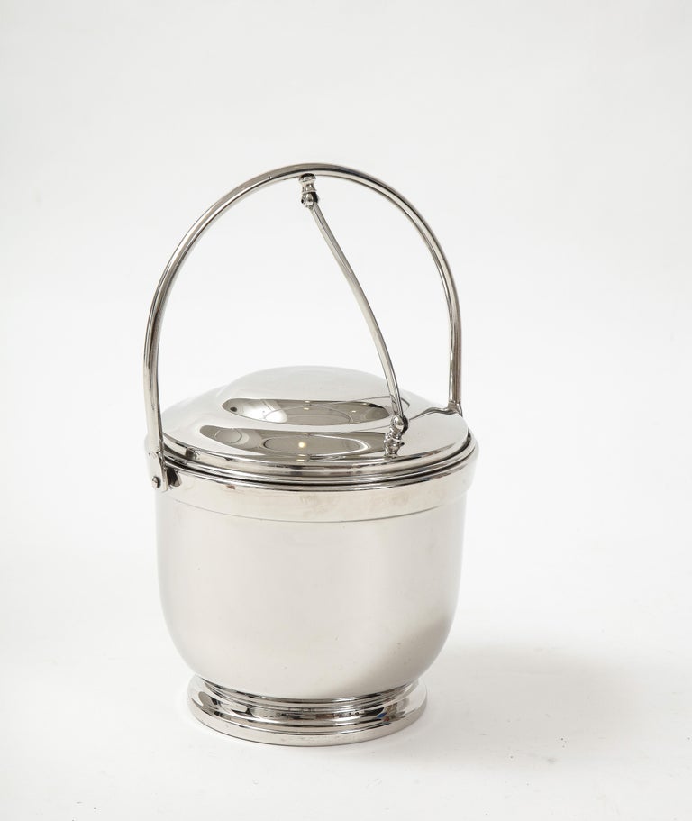 Art Deco Nickel Ice Bucket In Excellent Condition For Sale In New York, NY