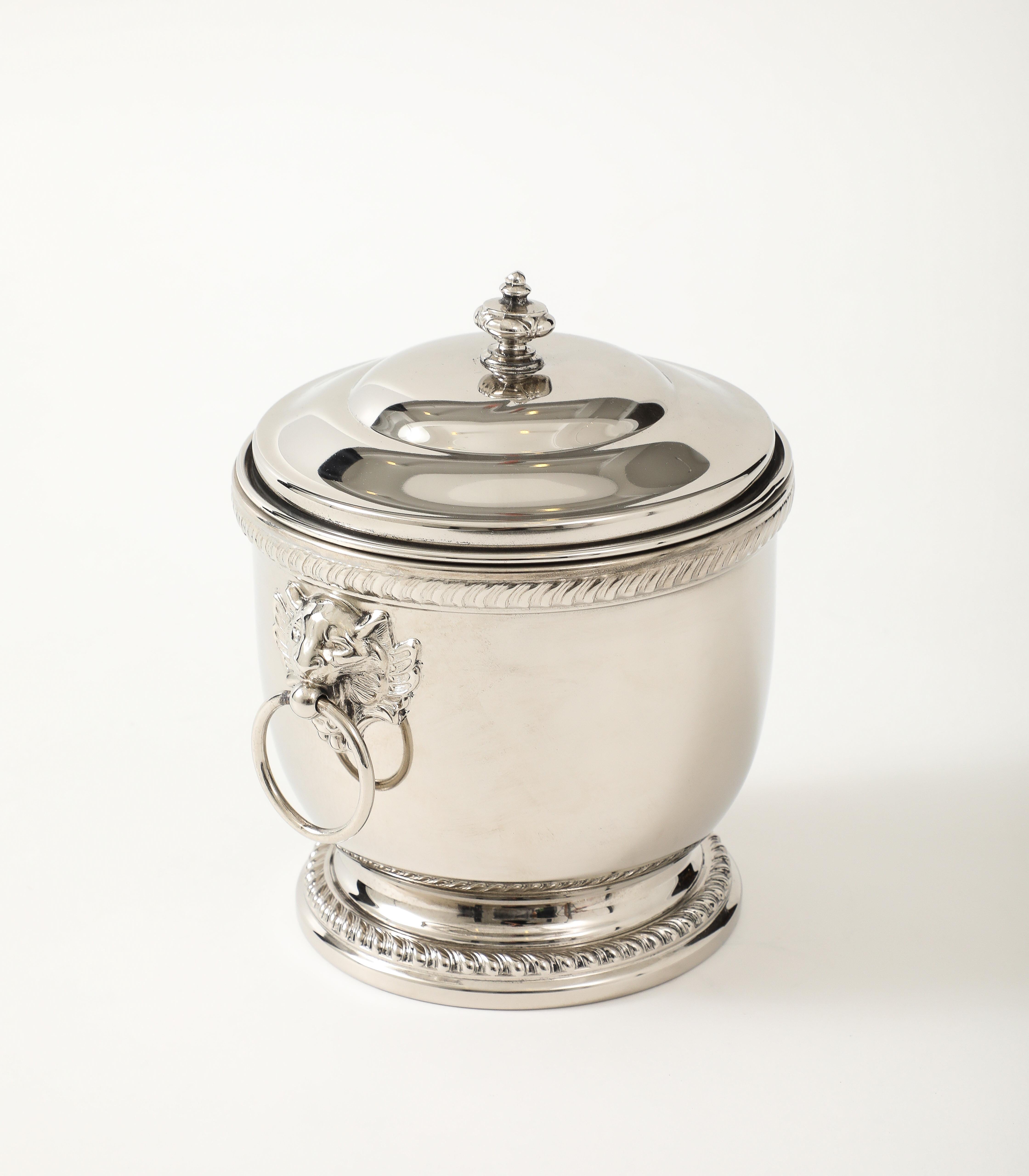 Art Deco Nickel Ice Bucket In Excellent Condition For Sale In New York, NY