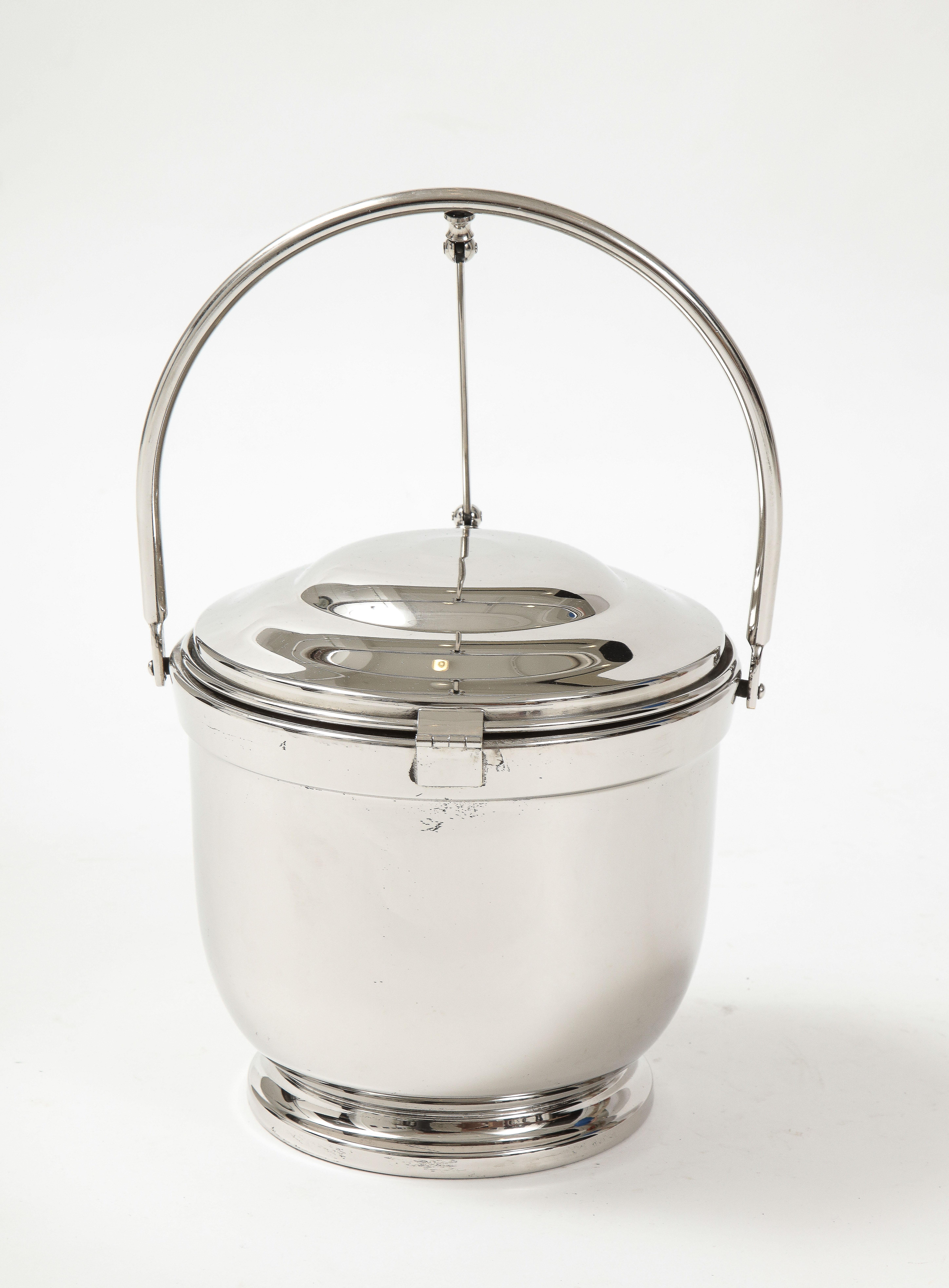 silver plated ice bucket with lid