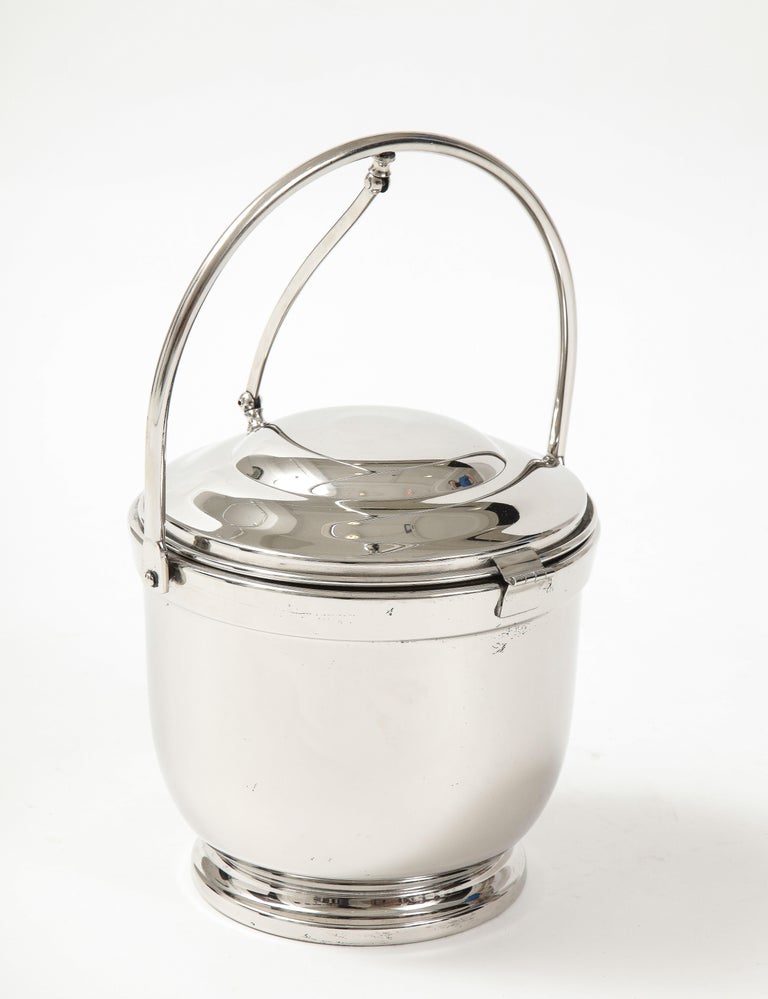Glass Art Deco Nickel Ice Bucket For Sale