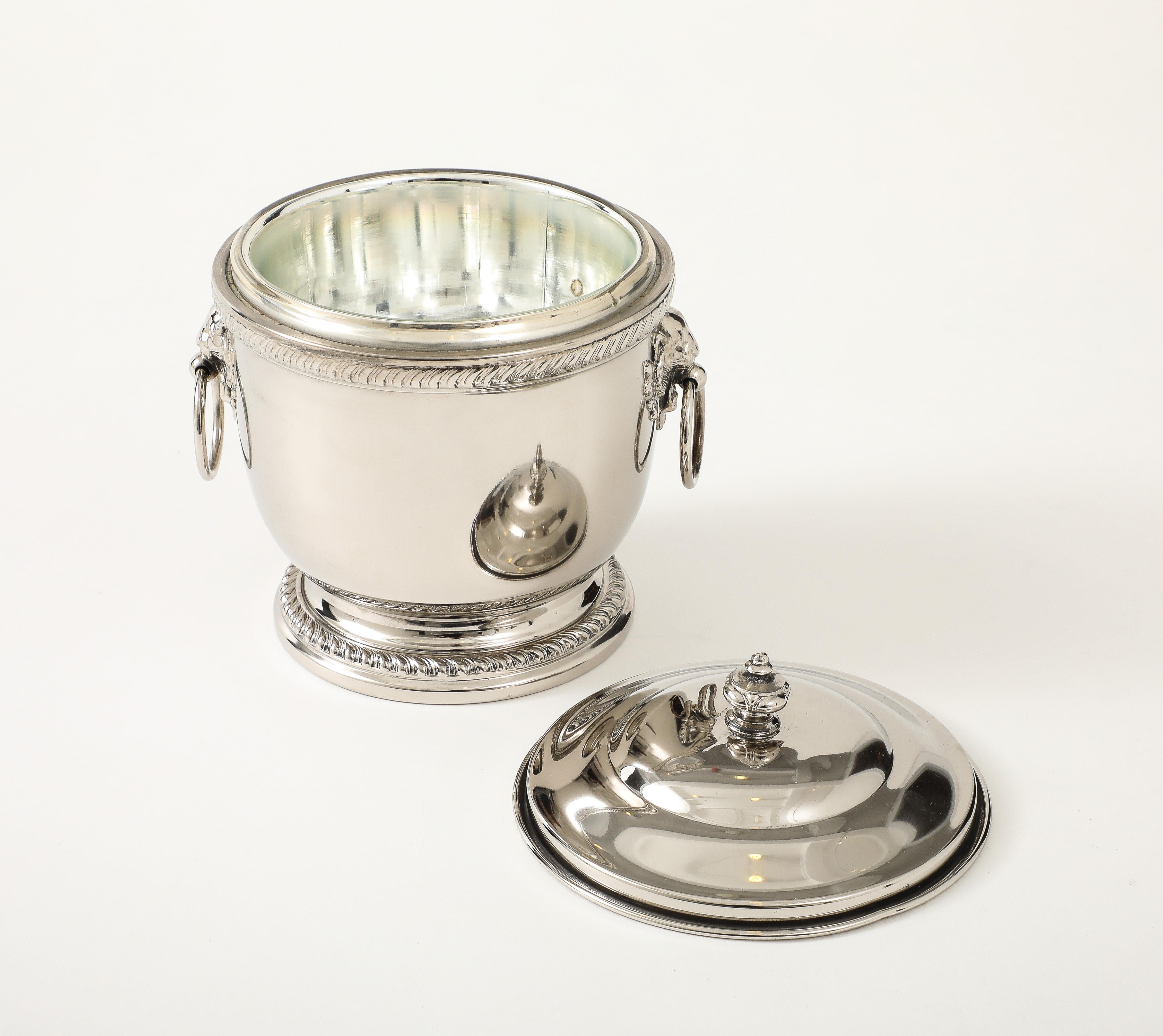 Glass Art Deco Nickel Ice Bucket For Sale