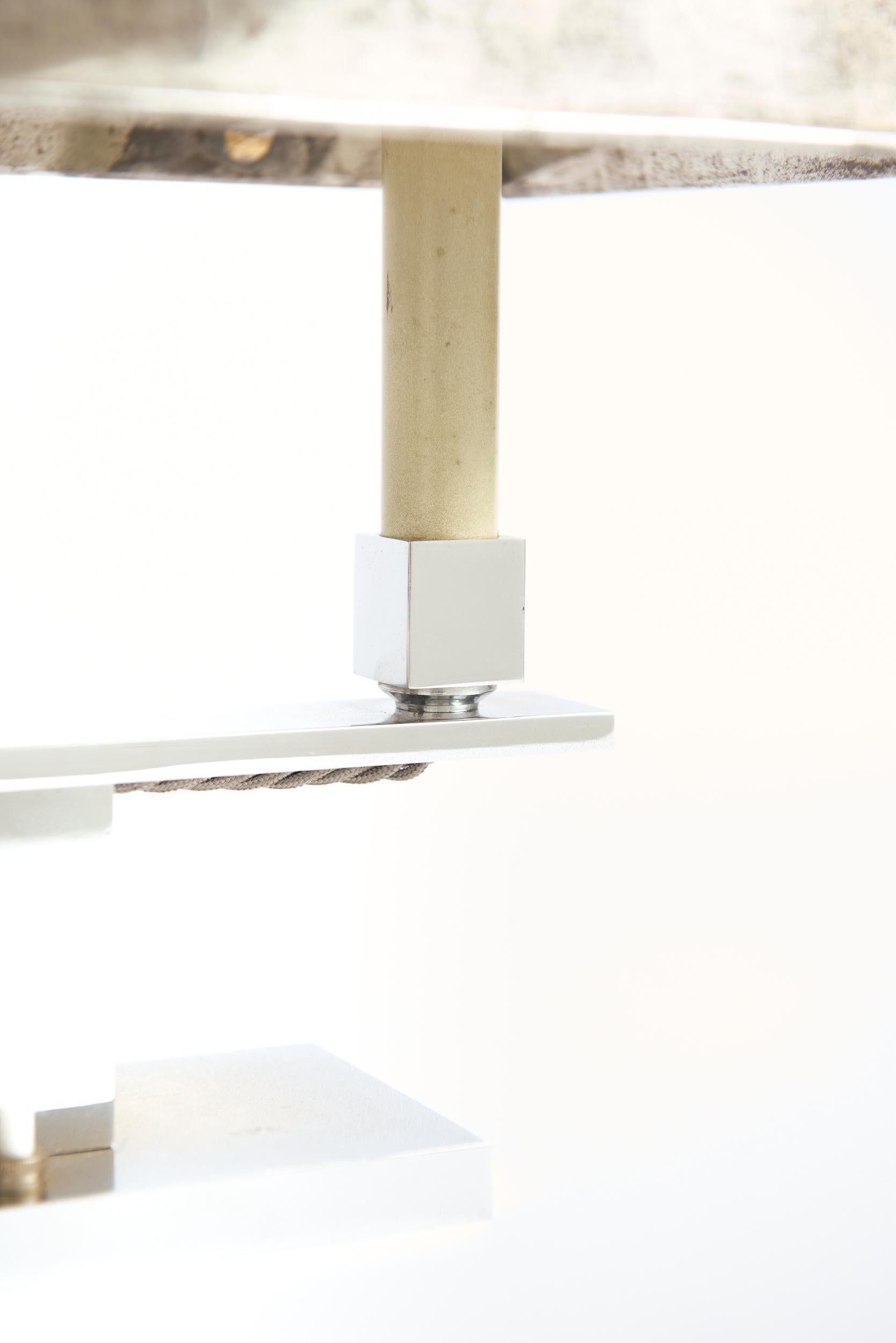 Brass Art Deco Nickel Lamp For Sale