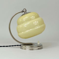 Art Deco Nickel & Opaline Table Lamp, Germany 1930s