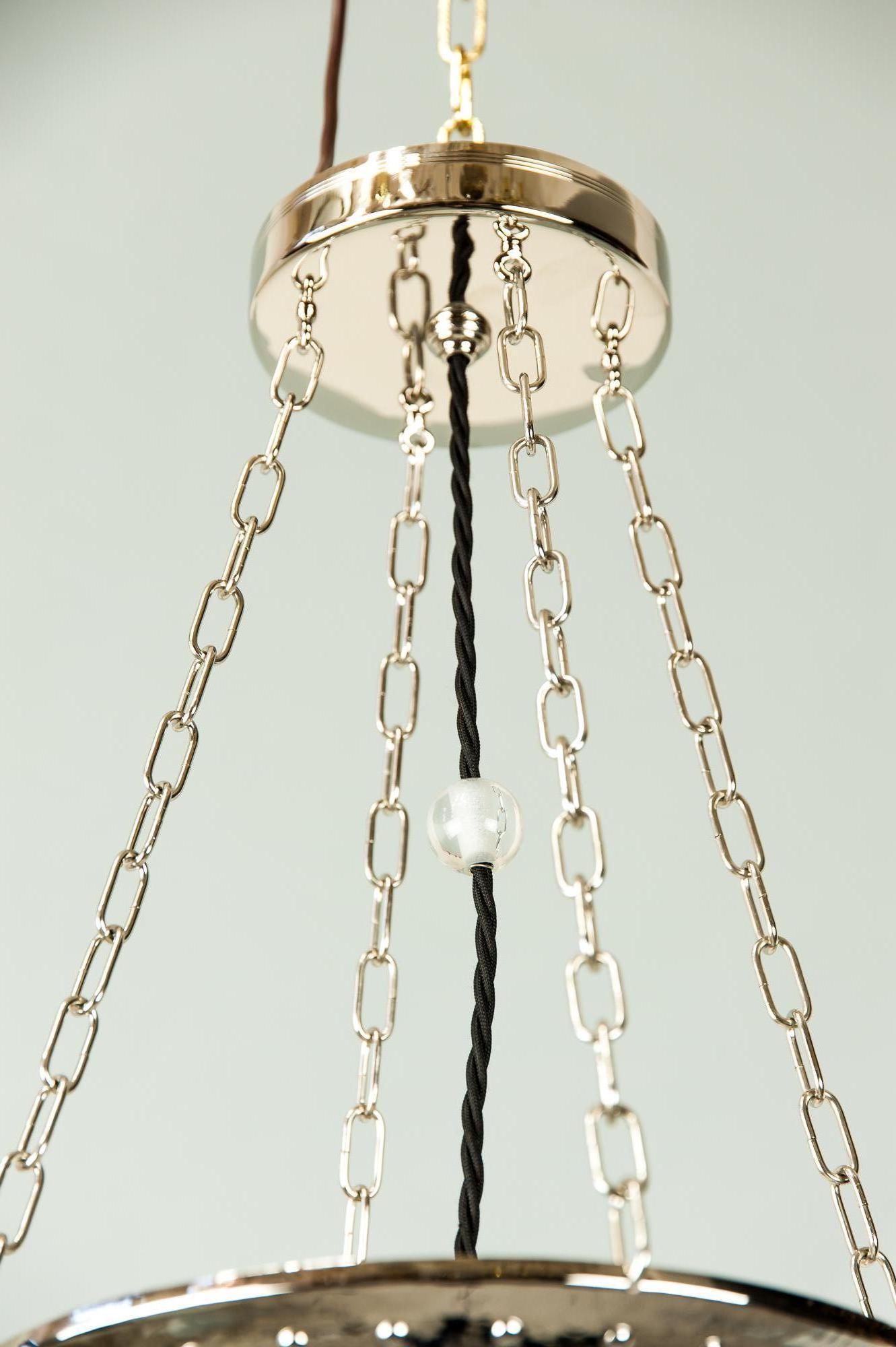 Art Deco Nickel Pendant with Original Glass, circa 1920s 1