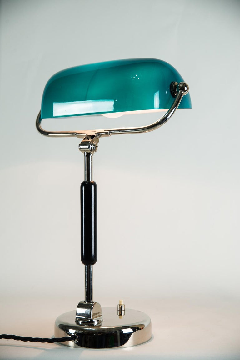 Art Deco Nickel-Plated Bauhaus Lamp with Original Glass Shade, Around 1920s 8