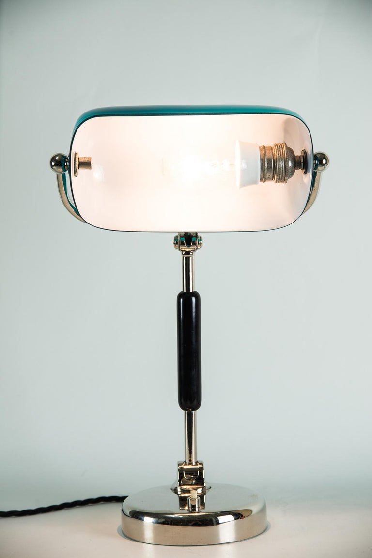 Art Deco Nickel-Plated Bauhaus Lamp with Original Glass Shade, Around 1920s 10