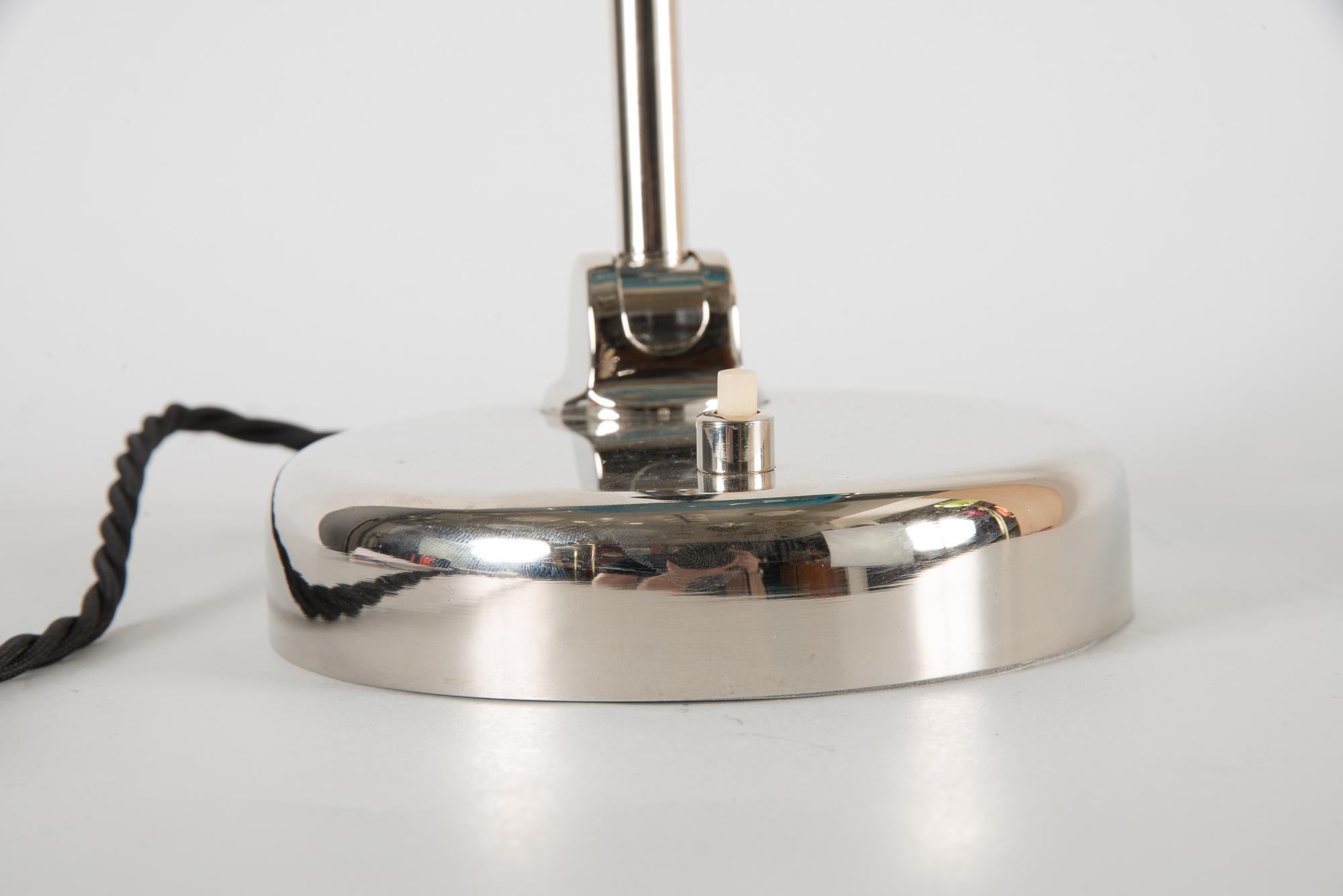 Art Deco Nickel-Plated Bauhaus Lamp with Original Glass Shade, Around 1920s 11