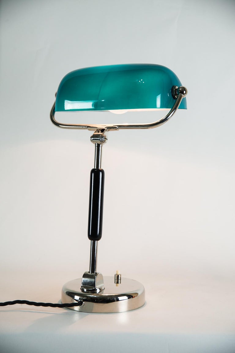 Art Deco Nickel-Plated Bauhaus Lamp with Original Glass Shade, Around 1920s 3