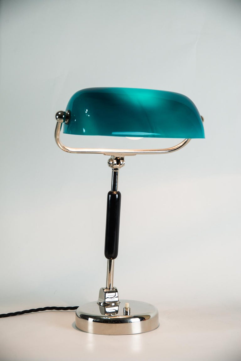 Art Deco Nickel-Plated Bauhaus Lamp with Original Glass Shade, Around 1920s 4