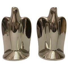 Fermalibri Art Deco con uccello placcato nickel