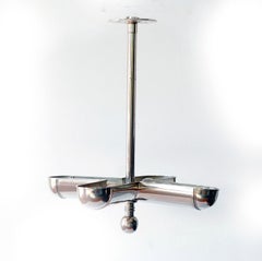Art Deco Nickel-Plated Brass Maritime Ceiling Fixture, Hungary, 1930s