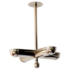 Antique Art Deco Nickel-Plated Brass Maritime Ceiling Fixture, Hungary, 1930s